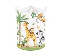 Clastyle Tropical Animal Baby Laundry Hamper Collapsible Clothes Kids Storage Basket Waterproof Boys Girls Toy Box for Nursery Room,Giraffe Zebra,36 * 45 cm