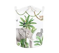 Clastyle Tropical Jungle Animals Baby Laundry Hamper Palm Tree Clothes Kids Storage Basket Collapsible Boys Girls Toy Box for Nursery Room, Giraffe, 36 * 45 cm