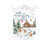 Clastyle Winter Animals Baby Laundry Hamper Christmas Tree Clothes Kids Storage Basket Collapsible Boys Girls Toy Box for Nursery Room,Deer,36 * 45 cm