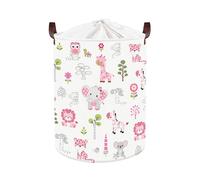 Clastyle Woodland Animals Laundry Hamper Leaf Book Storage Basket for Bathroom Parent Storage Box to Organize Toy Clothes, Elephant, 36x45 cm