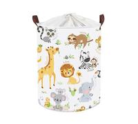 Clastyle Woodland Animals Laundry Hamper Leaf Book Storage Basket for Bathroom Parent Storage Box to Organize Toy Clothes, Lion, 36x45 cm