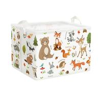 Clastyle Woodland Animals Laundry Hamper Leaf Book Storage Basket for Bathroom Parent Storage Box to Organize Toy Clothes, Bear, 40x30x30 cm