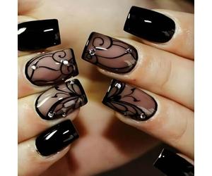 Clataly 24Pcs Black Vine False Nails Dark Butterfly Design Fake Nails Rhinestone Press On Nails for Women (B)