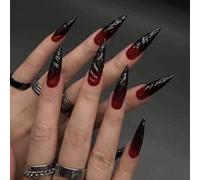 Clataly 24Pcs Long Pointed Gradient Fake Nails 3D Stereoscopic False Nail Halloween Fake Nails Press On Nails for Women
