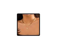 Clataly Clover Flower Necklace Colorful Five-Leaf Choker Necklace Multi-layer Snake Bone Chain Adjustable Jewelry for Women Girls (White)