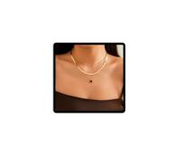 Clataly Clover Flower Necklace Colorful Five-Leaf Choker Necklace Multi-layer Snake Bone Chain Adjustable Jewelry for Women Girls (Black)