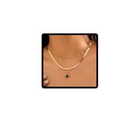 Clataly Clover Flower Necklace Colorful Five-Leaf Choker Necklace Multi-layer Snake Bone Chain Adjustable Jewelry for Women Girls (Green)