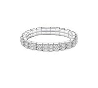 Clataly Crystal Tennis Bracelet Bridal Wedding Party Bangle Sparkling Silver Elastic Band Bracelet Jewelry for Women Girls (Silver B)