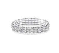 Clataly Crystal Tennis Bracelet Bridal Wedding Party Bangle Sparkling Silver Elastic Band Bracelet Jewelry for Women Girls (Silver C)