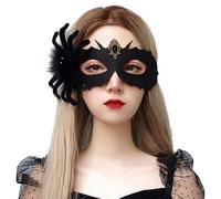 Clataly Flower Spider Death God Masquerade Mask Halloween Half Face Adult Crystal Masked Party Costume Cosplay Photo Props for Women Girls (Mask A)