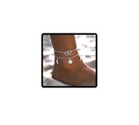 Clataly Pineapple Anklet Bracelets Multilayer Love Turtle Beaded Ankle Summer Accessories Beach Foot Jewelry for Women, One Size, Rhinestone