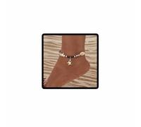 Clataly Starfish Pendant Ankle Bracelets Mixed Color Rice Bead Shell Ankle Summer Beach Adjustable Foot Jewelry Gift for Women (Colour A)