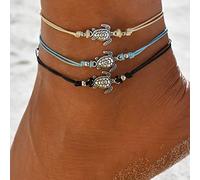 Clataly Sun Moon Anklet Bracelets Multilayer Pineapple Love Turtle Beaded Ankle Summer Accessories Beach Foot Jewelry for Women Girls (Turtle A Anklet)