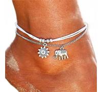 Clataly Sun Moon Anklet Bracelets Multilayer Pineapple Love Turtle Beaded Ankle Summer Accessories Beach Foot Jewelry for Women Girls (Sun Elephant Anklet)