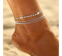 Clataly Sun Moon Anklet Bracelets Multilayer Pineapple Love Turtle Beaded Ankle Summer Accessories Beach Foot Jewelry for Women Girls (Crystal Anklet)