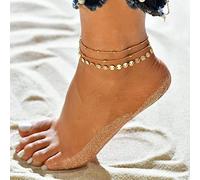 Clataly Sun Moon Anklet Bracelets Multilayer Pineapple Love Turtle Beaded Ankle Summer Accessories Beach Foot Jewelry for Women Girls (Sequin Bead Anklet)