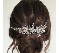 Clataly Wedding Bride Headband Flower Hair Vine Silver Leaf Bridal Hair Piece Pearls Hair Accessories for Women Girls