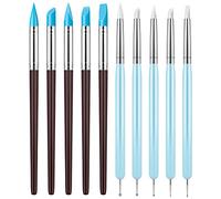 Clatoon 10Pcs Silicone Clay Sculpting Tool, Modeling Dotting Tool & Pottery Craft use for DIY Handicraft, Silicone Brush, Sculpture Pottery, Nail Art