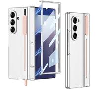 Clatoxi for Samsung Galaxy Z Fold 7 Case with Gear-Pushed S Pen Holder and HD Screen Protector & Magnetic Hinge Protection, Hard PC Slim Cover with Kickstand for Samsung Z Fold 7,No S Pen (Silver)