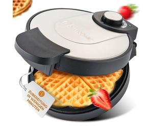 Clatronic WA 3492 waffle iron, electric waffle maker, waffle maker, waffle iron for classic heart waffles, large non-stick baking pan (18cm), 1000 watts, stainless steel