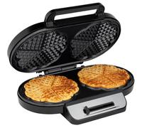 Clatronic Waffle iron with 2 non-stick baking surfaces, waffle iron, heart-shaped waffle iron, infinitely adjustable browning level and baking light, 2 waffles per baking process in just a few