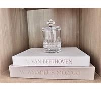 claubur Decorative Books for Home Decor. Set of 2 Linen Covered Boxes. No Pages Inside. Storage Boxes for Your Coffee Table, Bookshelf, Mantel. Fake/Faux Books for Modern Home. (Beige and White)