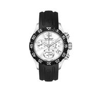 Claude Bernard Women's 10209 3 AIN Aquarider Silver Chronograph Rotating Bezel Rubber Watch