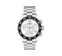 claude bernard Women's 10210 3 AIN Aquarider Silver Chronograph Rotating Bezel Steel Watch