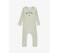 Claude & Co Pistachio Milking It Slogan-print Organic Cotton-blend Baby Grow 0-12 Months 3-6
