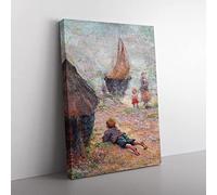 Claude Emile Schuffenecker One The Beach Classic Painting Canvas Wall Art Print Ready to Hang, Framed Picture for Living Room Bedroom Home Office Décor, 50x35 cm (20x14 Inch)