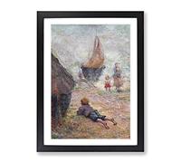 Claude Emile Schuffenecker One The Beach Classic Painting Framed Print | A2 Black Framed Wall Art | Ready to Hang | Classic Beach Picture | Living Room Bedroom Lounge Office