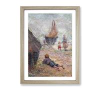 Claude Emile Schuffenecker One The Beach Classic Painting Framed Print | A3 Oak Framed Wall Art | Ready to Hang | Classic Beach Picture | Living Room Bedroom Lounge Office