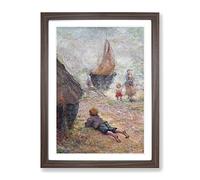 Claude Emile Schuffenecker One The Beach Classic Painting Framed Print | A3 Walnut Framed Wall Art | Ready to Hang | Classic Beach Picture | Living Room Bedroom Lounge Office