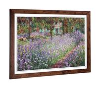 Claude Irises in Monets Garden Framed Wall Art Print A2 Walnut | Ready to Hang, Premium Gi Paper, Fade-Resistant Inks, Securely Packaged, UK Made