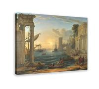 Claude Lorrain - Seaport With The Embarkation of The Queen of Sheba Canvas Art Poster And Wall Art Picture Print Modern Family Bedroom Decor 16x24inch