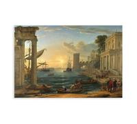 Claude Lorrain - Seaport With The Embarkation of The Queen of Sheba Poster Bedroom Canvas Decor Print Wall Art Office Room Aesthetic Decor Gift 16x24i
