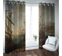Claude Lorrain Style Curtains the Trojan Women Setting Fire to Their Fleet Prints Blackout Curtains Thermal Insulated for Bedroom Extra Wide 2 Panels (each W38xL48in)