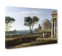 Claude Lorraine Aeneas At Delos Canvas Print | Gallery Wrapped 30mm Frame Wall Art | 24x16 inches | Ready to Hang | Classic Picture | Living Room Bedroom Lounge Office
