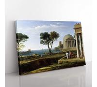 Claude Lorraine Aeneas At Delos Classic Painting Canvas Wall Art Print Ready to Hang, Framed Picture for Living Room Bedroom Home Office Décor, 76x50 cm (30x20 Inch)