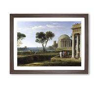 Claude Lorraine Aeneas At Delos Classic Painting Framed Print | A3 Walnut Framed Wall Art | Ready to Hang | Classic Historical Picture | Living Room Bedroom Lounge Office