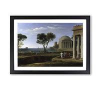 Claude Lorraine Aeneas at Delos Framed Print | A2 Oak Framed Wall Art | Ready to Hang | Modern Nature Picture | Living Room Bedroom Lounge Office