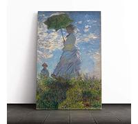 Claude Madame Monet with a Parasol Canvas Print | Gallery Wrapped 30mm Frame Wall Art | 20x14 inches | Ready to Hang | Modern Picture | Living Room Bedroom Lounge Office