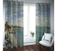 Claude Monet Blackout Curtains for Bedroom Living Room Regatta At Sainte-Adresse, 1867 Thermal Insulated Window Drapes 2 Panels W66xL54in