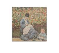 Claude Monet（Camille Monet And A Child in The Artist’s Garden in Argenteuil）poster Print Photo Art Painting Canvas Home Decorative Bedroom Modern Decor 12x12inch(30x30cm)