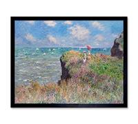 Claude Monet Cliff Walk At Pourville Art Print Framed Poster Wall Decor 12x16 inch