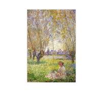 Claude Monet Famous Prints Woman Sitting Under The Willows Art Wall Decoration Poster Family Bar Restaurant Garage Cafe Art Sign Gift Unframe 20x30inc