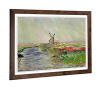 Claude Monet Field of Tulips Holland Framed Wall Art Print A2 Walnut