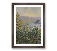 Claude Monet Flower Beds at Vetheuil Framed Print | A2 Walnut Framed Wall Art | Ready to Hang | Modern Floral Picture | Living Room Bedroom Lounge Office