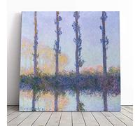 Claude Monet Four Trees | Canvas Wall Art Print | Framed & Ready to Hang Picture | Modern Home Decor for Living Room, Bedroom, Kitchen or Office | 14x14 Inches