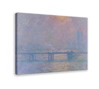 Claude Monet French Painter Charing Cross Bridge, The Thames, 1903 Canvas Poster Bedroom Decor Landscape Office Room Decor Gift Frame: 24x36inch(60x90cm)